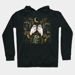 Owls in the golden Moonlight Hoodie